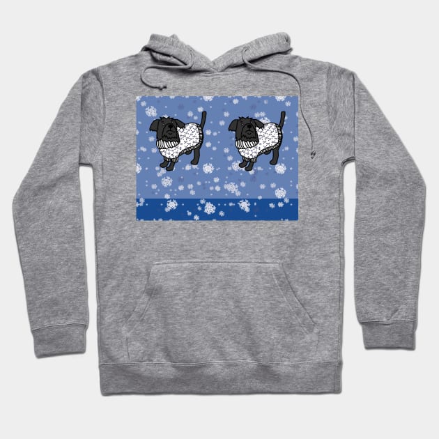 Winter Christmas Sweater Dogs and Snow Hoodie by ellenhenryart